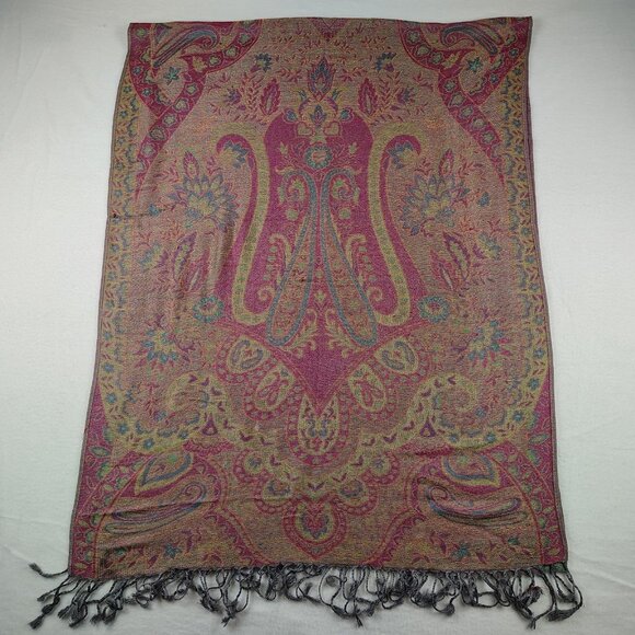 Shawl Womens Large 100% Cashmere Paisley Scarf Wrap - Picture 1 of 9